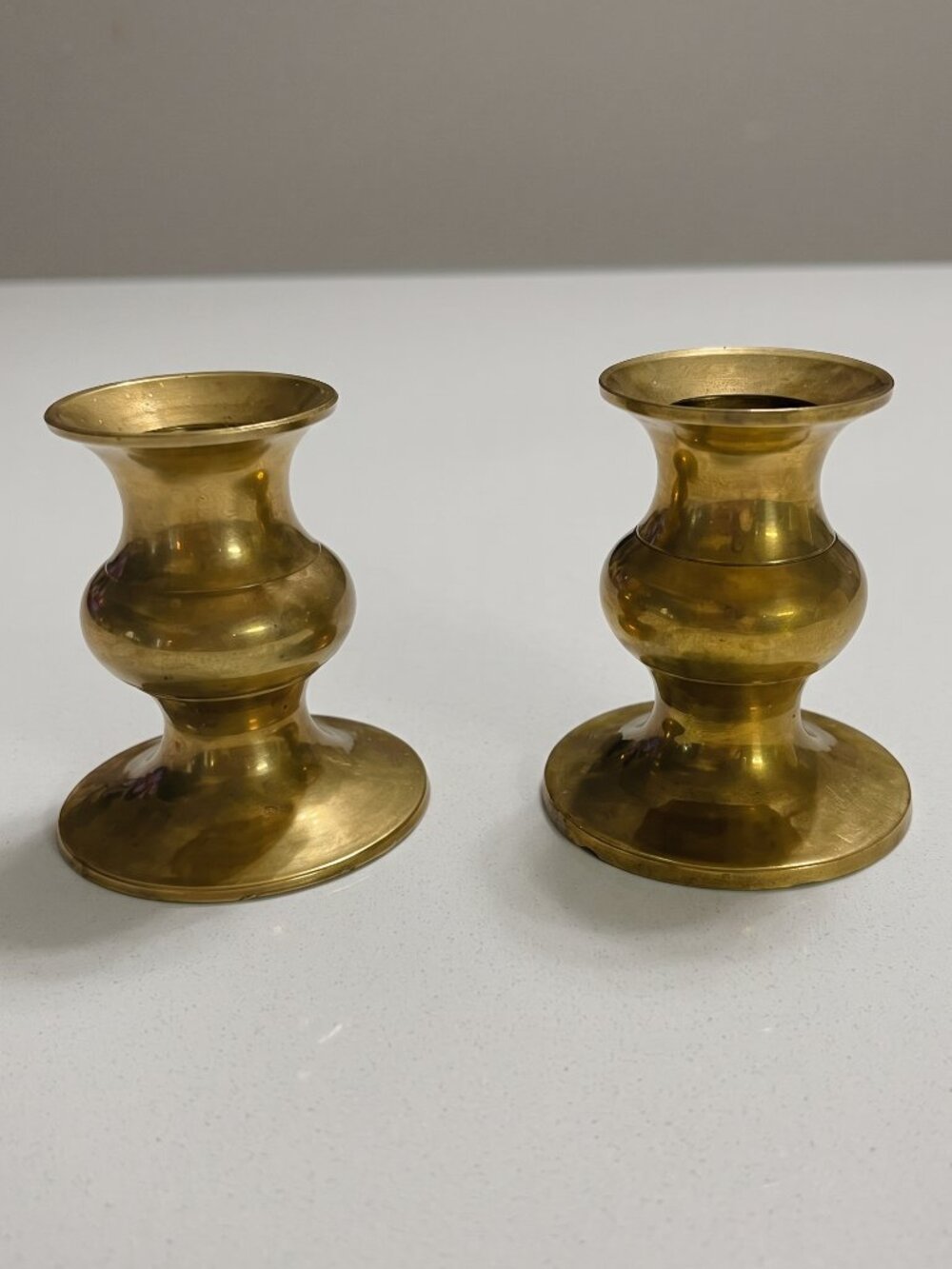 Vintage Petite Brass Candlestick Holders Mini Taper Candle Pair 2.5”